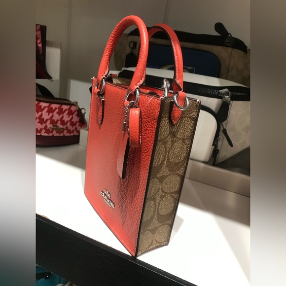 Coach North South Mini Tote With Signature Canvas - Picture 6 of 14